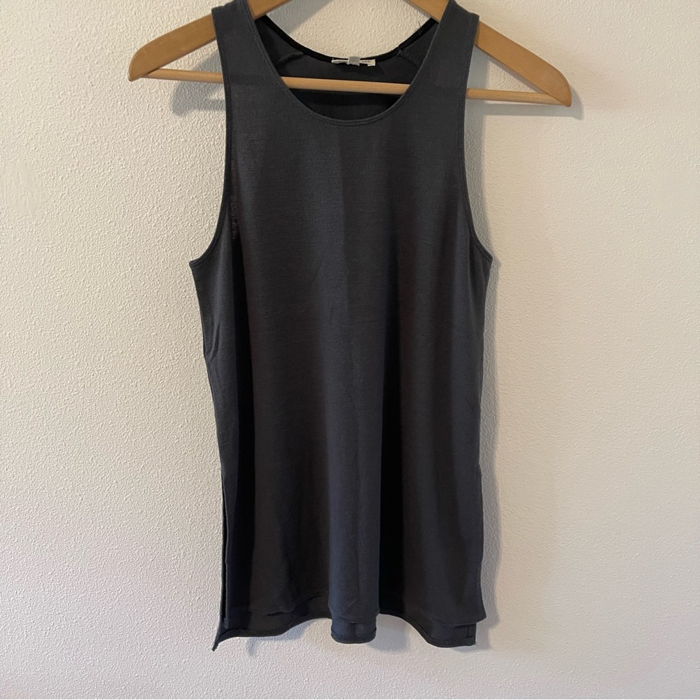 Aritzia Wilfred Free Ornella Tank Charcoal Gray Luxe Stretch Jersey Reposa-XXS
